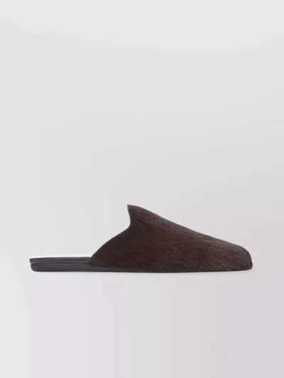 Prada Flat Sole Calf Hair Mules In Transparent