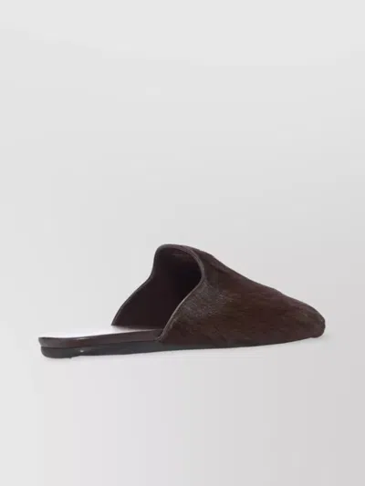 Prada Flat Sole Calf Hair Mules In Transparent