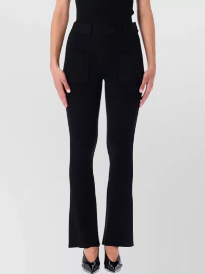 Courrèges Ribbed Knit Trousers Pockets In Black