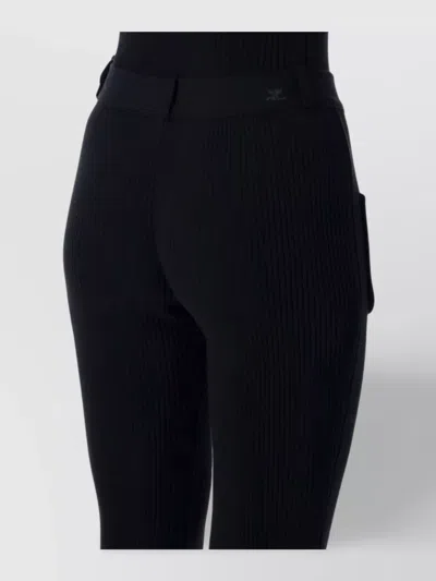 Courrèges Ribbed Knit Trousers Pockets In Black