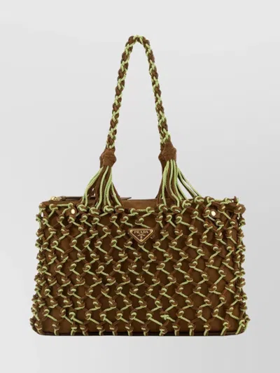 Prada Two-tone Mesh Shopping Bag In Multi