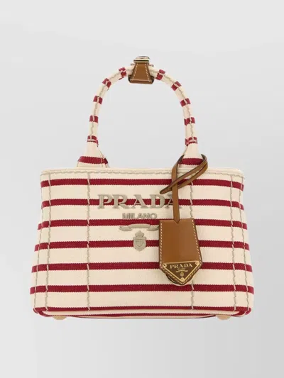 Prada Mini Handbag With Striped Design And Handle In Multi