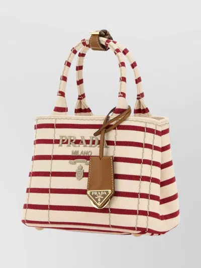 Prada Mini Handbag With Striped Design And Handle In Multi