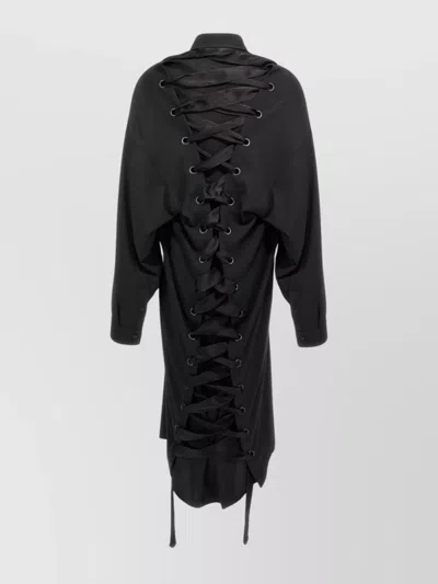 Balenciaga Lace Up Back Detail Dress In Black