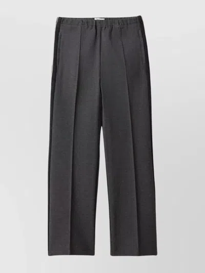 Miu Miu Knit Trousers With Side Stripe Detail In Gray
