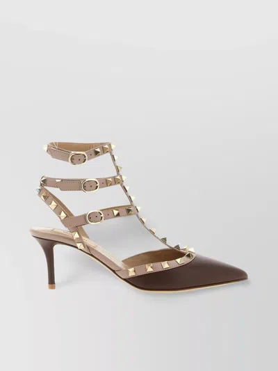 Valentino Rockstud 65 Two-tone Leather Pumps In Brown