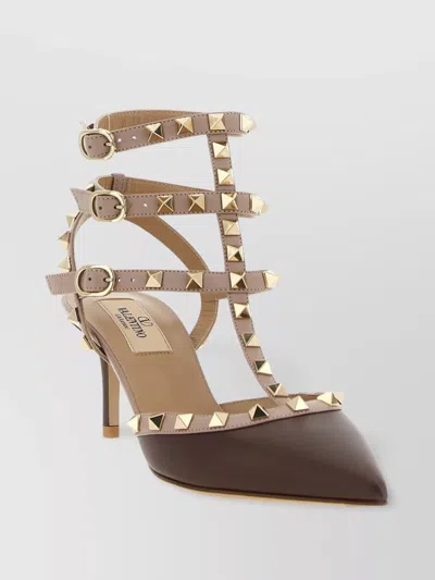 Valentino Rockstud 65 Two-tone Leather Pumps In Brown