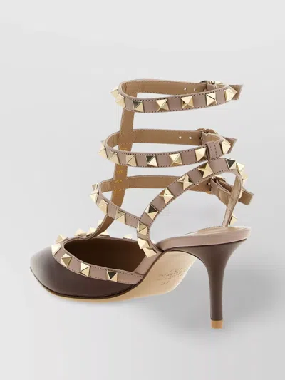Valentino Rockstud 65 Two-tone Leather Pumps In Brown