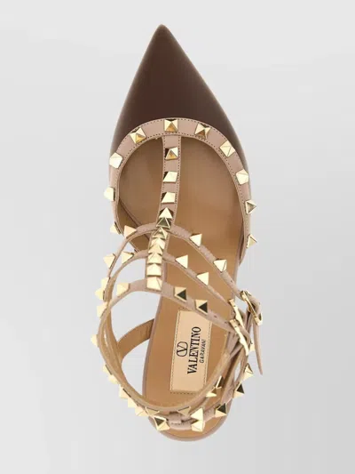 Valentino Rockstud 65 Two-tone Leather Pumps In Brown