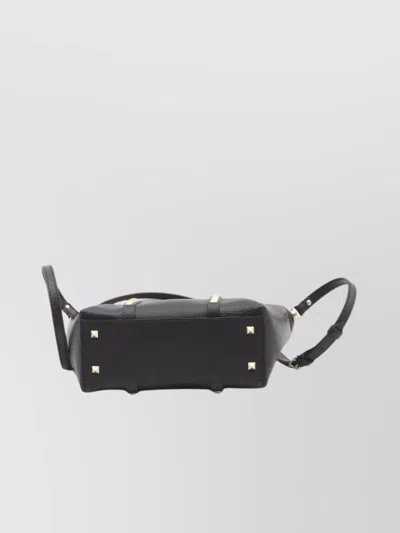 Valentino Garavani Rockstud Mini Tote In Hammered Leather In Black