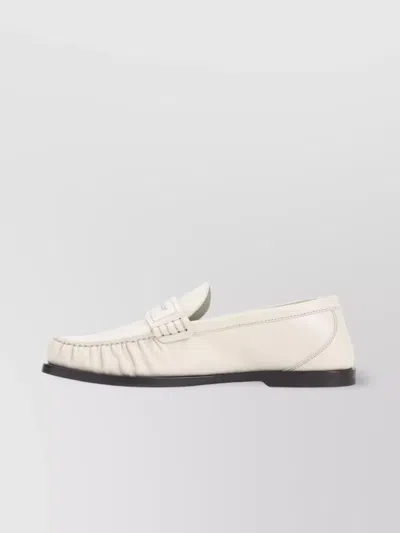 Saint Laurent Le Loafer Gathered Glossed-leather Loafers In Nude