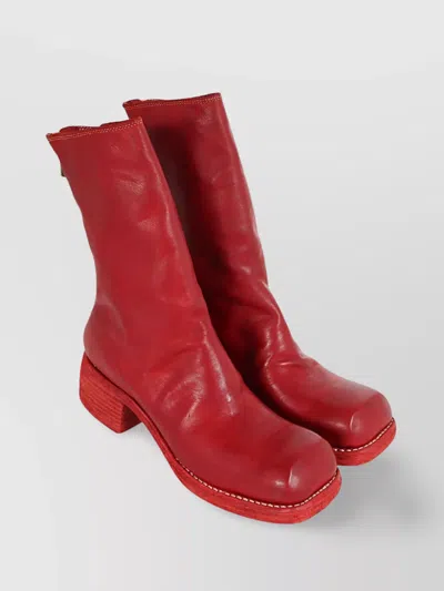 Guidi Zip Back Mid Boots In Red