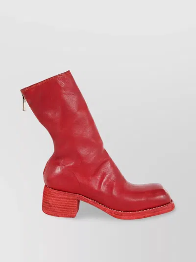 Guidi Zip Back Mid Boots In Red