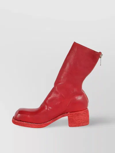 Guidi Zip Back Mid Boots In Red