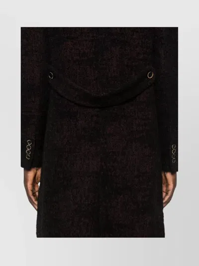 Uma Wang Belted Back Textured Double-breasted Lapel Coat In Purple