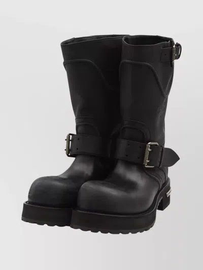 Balenciaga Venom Boots In Worn-out Effect Leather Shoes In Black