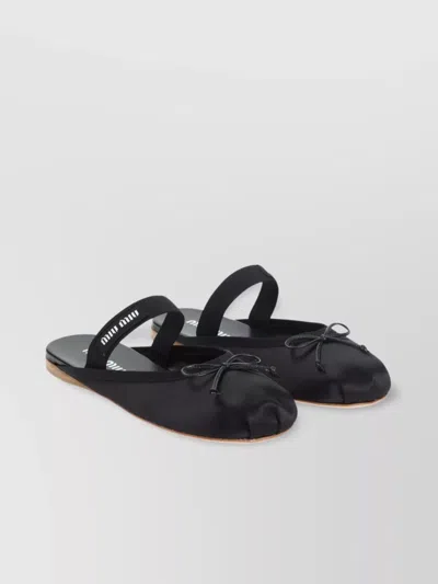 Miu Miu Leather Mary Jane Ballerina Mules In Black