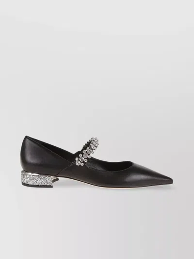 Jimmy Choo Black Nappa Leather Bing Ballerinas In Black