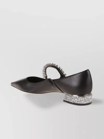 Jimmy Choo Black Nappa Leather Bing Ballerinas In Black