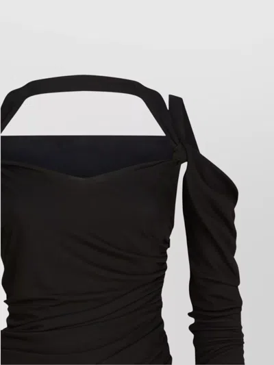 Attico Black Midi Dress In Viscose Crêpe In Black