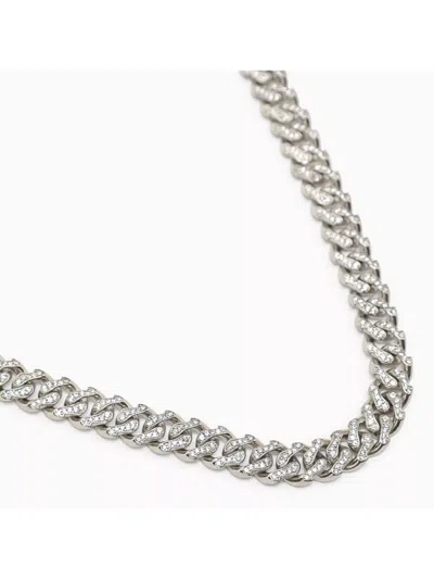 Emanuele Bicocchi 925 Silver Chain Necklace With Crystals In Metallic