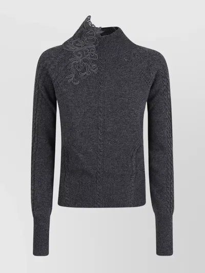 Ermanno Scervino Long Sleeve High Neck Sweater In Multi