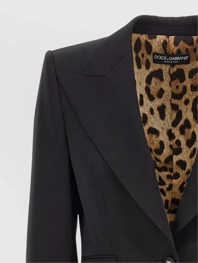 Dolce & Gabbana Black Single-breasted Blazer With Animalier Lining In Nero