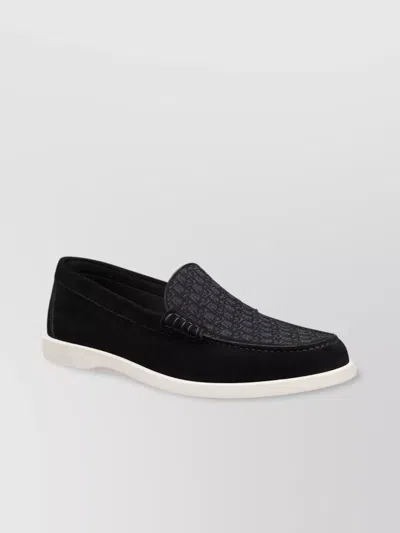 Dior Slip-on Loafer Slippers With Textured Sole In Black