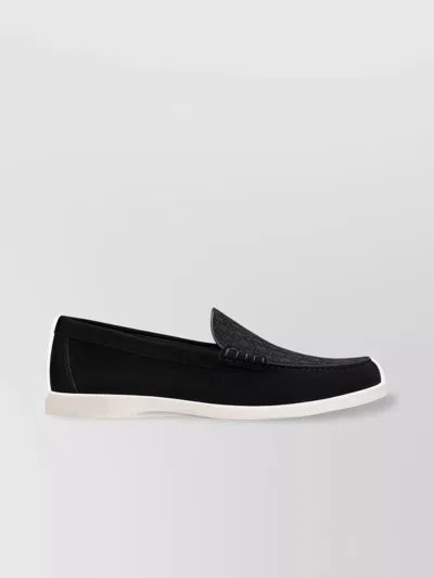 Dior Slip-on Loafer Slippers With Textured Sole In Black