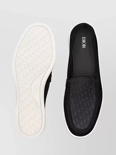 Dior Slip-on Loafer Slippers With Textured Sole In Black