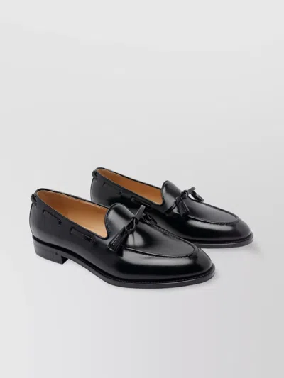 Valentino Bowshire Loafers In Black Glossy Calfskin In Black