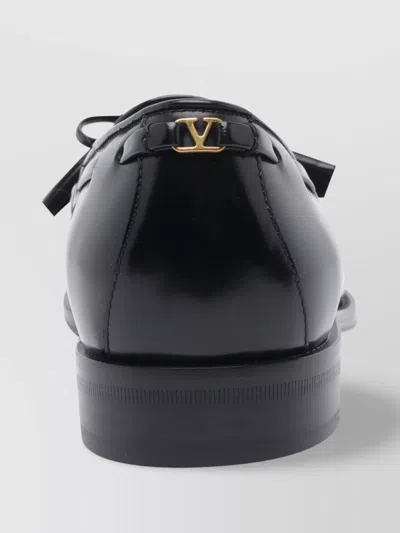Valentino Bowshire Loafers In Black Glossy Calfskin In Black