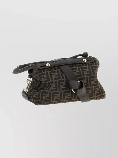 Fendi Women By The Way Soft Medium Ff Jacquard Fabric And Leather In Brown
