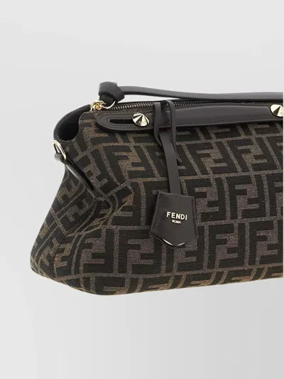 Fendi Women By The Way Soft Medium Ff Jacquard Fabric And Leather In Brown