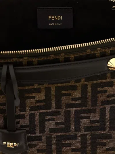 Fendi Women By The Way Soft Medium Ff Jacquard Fabric And Leather In Brown