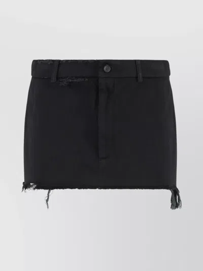 Balenciaga Mini Skirt With Belt Loops And Button Detail In Black