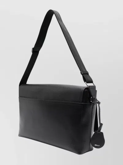 Bally Messenger Bag With Adjustable Strap And Charm In Black