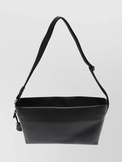 Bally Messenger Bag With Adjustable Strap And Charm In Black