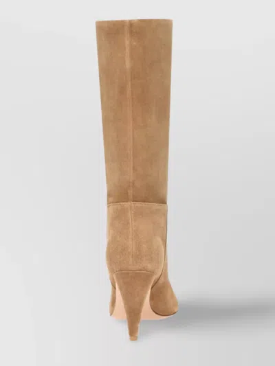 Gianvito Rossi Pointed Toe Suede Finish Ankle Boots In Neutral