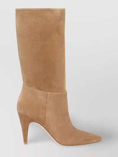 Gianvito Rossi Pointed Toe Suede Finish Ankle Boots In Neutral
