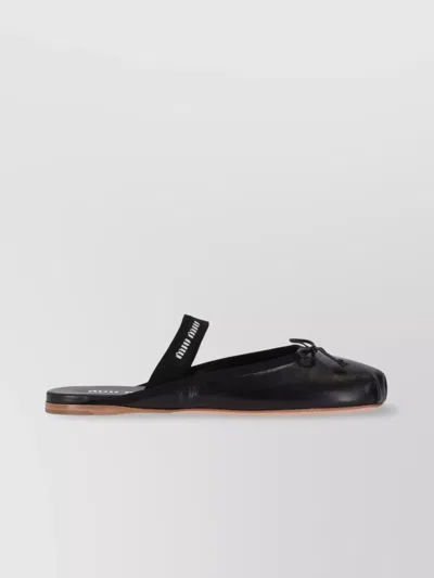 Miu Miu Leather Mary Jane Ballerina Mules In Black
