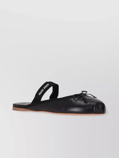 Miu Miu Leather Mary Jane Ballerina Mules In Black