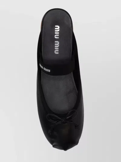 Miu Miu Leather Mary Jane Ballerina Mules In Black