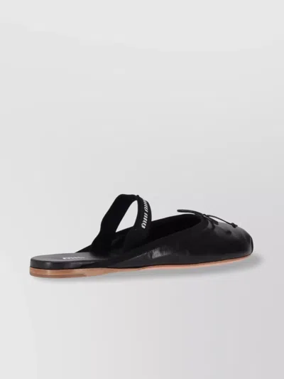 Miu Miu Leather Mary Jane Ballerina Mules In Black