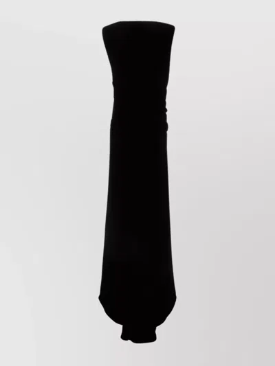 Valentino Long Velvet Dress Asymmetric Hem In Black