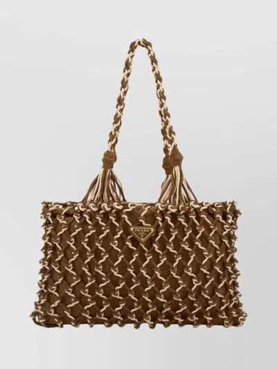 Prada Dual Texture Shopping Tote In Multi