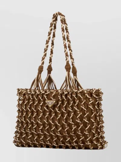 Prada Dual Texture Shopping Tote In Multi