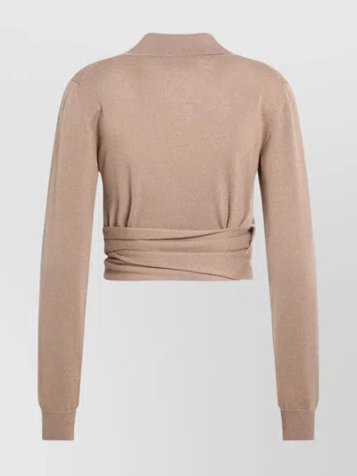 Dolce & Gabbana Cashmere Wrap Cardigan Tie Waist In Brown