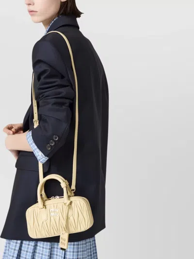 Miu Miu Quilted Arcadie Tote Bag With Shoulder Strap In Neutral