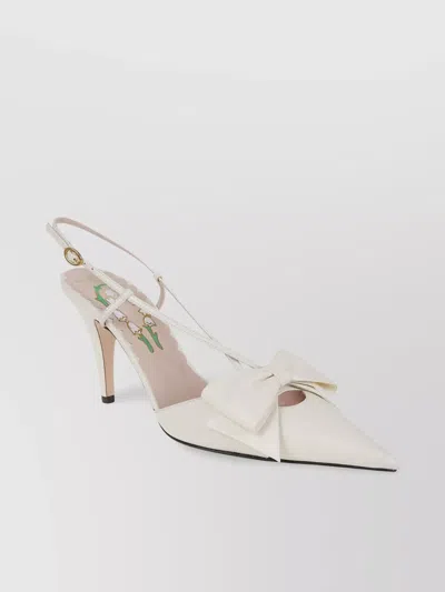 Valentino Garavani Valentino Bowow 85 Leather Slingback Pump In White
